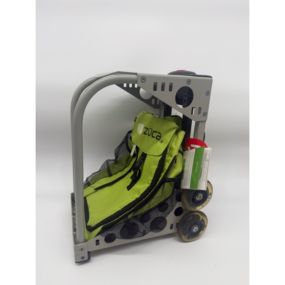 Zuca Rolling Bag Grey Frame Lime Green Insert Sport Golf Ice Skating Light Up